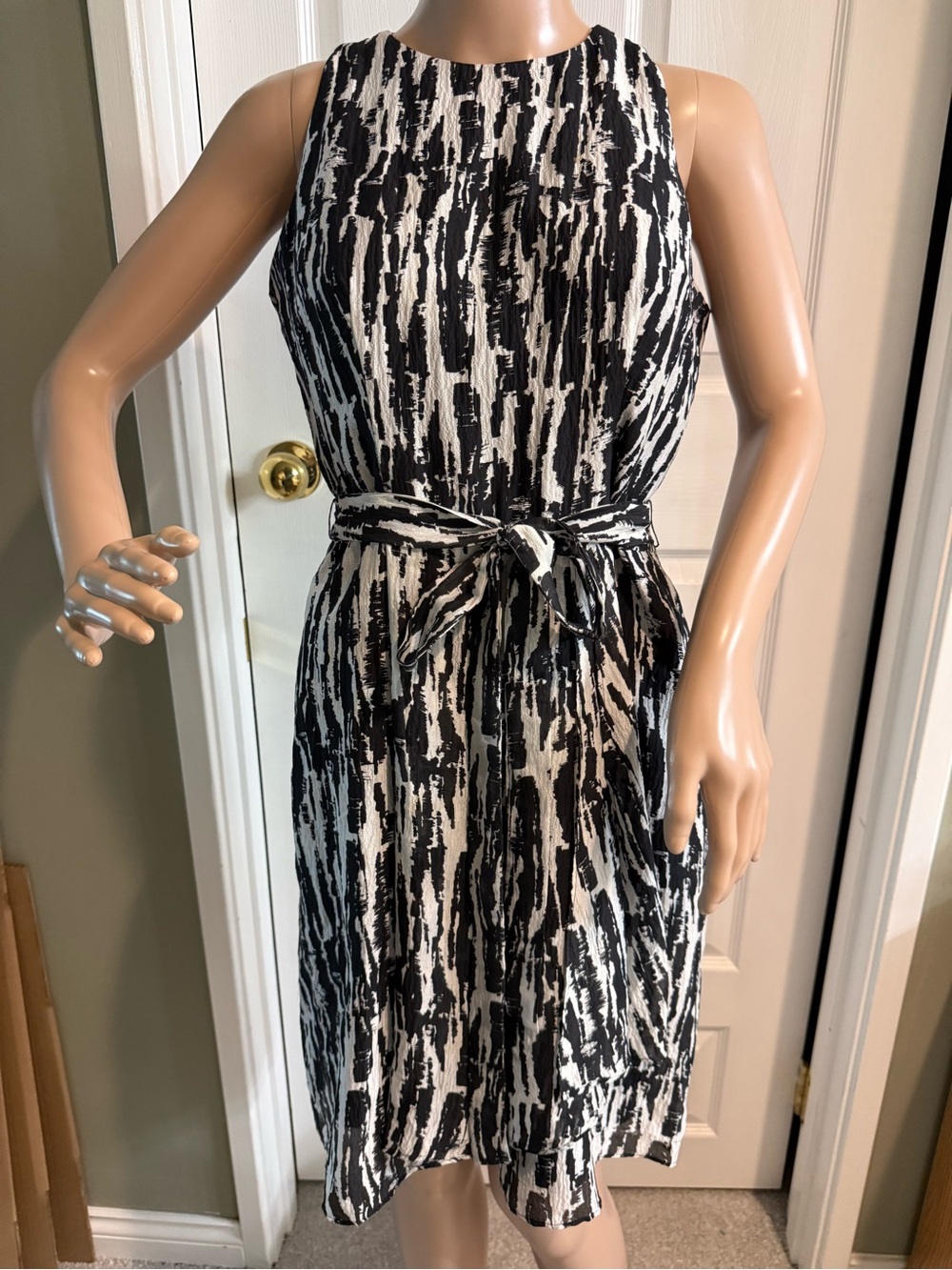 Ann Taylor Loft Silk Faux Wrap Dress Womens 2 Black White Slip Party Wedding